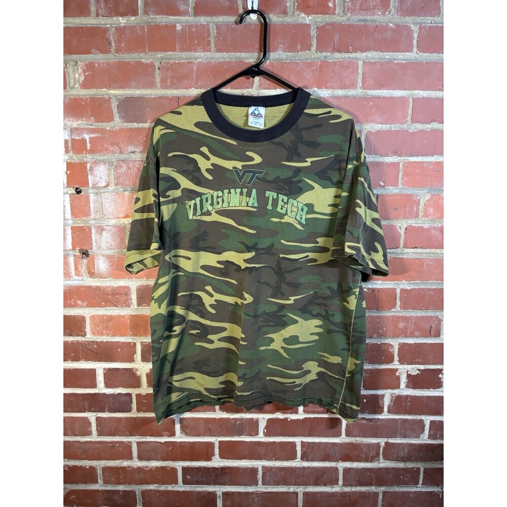 Vintage Y2k Virginia Tech Hookies Shirt College NCAA Green Camo Adult XL